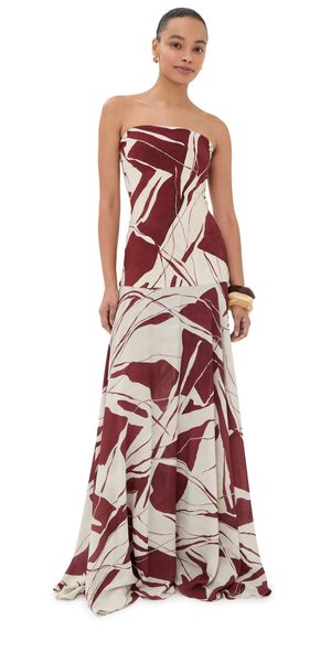 Silvia Tcherassi Muriel Dress Beige Burgundy L