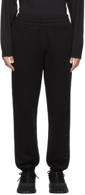 Moncler Pantalon de survêtement noir à logo brodé
