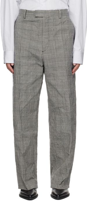 VETEMENTS White & Black Metalized Wrinkled Tailored Trousers