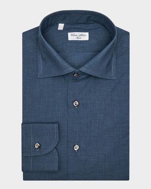 Men's Cotton Melange Spread-Collar Sport Shirt