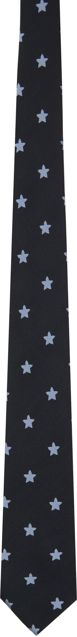 YOHJI YAMAMOTO Black & Blue Star Pattern JQ Derby Tie