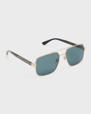 Men's GG0529Sm Double-Bridge Aviator Sunglasses