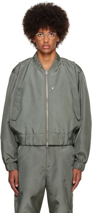 Karmuel Young Gray Molded Bulk Bomber Jacket