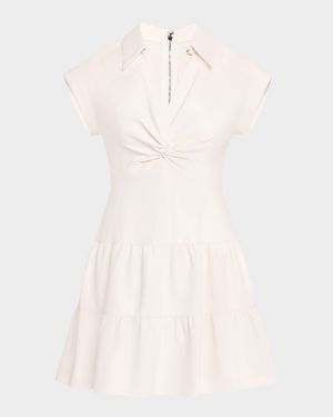 Mila Vegan Leather Twist-Front Mini Dress