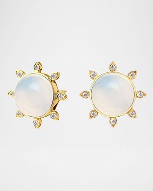 18K Mogul Stud Earrings with Gemstone and Diamonds