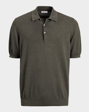 Men's Garment-Washed Cotton Polo Shirt