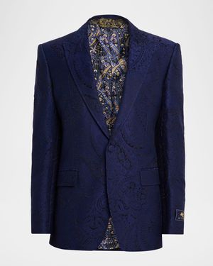 Men's Paisley Jacquard Single-Button Sport Coat