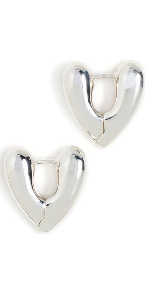 Annika Inez Small Heart Hoops Silver One Size