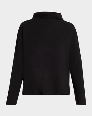 Missy Waffle-Knit Funnel-Neck Sweater