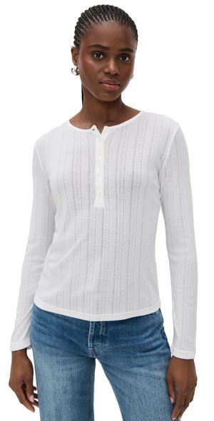 ANINE BING Pia Long Sleeve Tee Off White XS