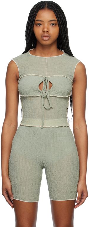 Yuzefi Green Keyhole Tank Top