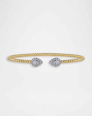 14K White and Yellow Gold Diamond Pear Shape Bujukan Bangle