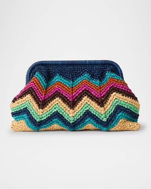 Skype Zigzag Straw Clutch Bag