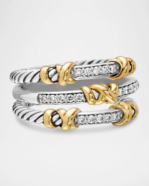 Helena Ring with Diamonds and 18K Gold in Silver, 12mm