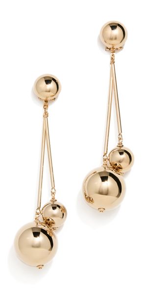 Carolina Herrera Double Gold Ball Earrings Gold One Size