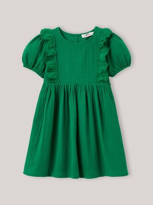 Cyrillus - Robe en gaze de coton biologique - Taille 14A - Vert