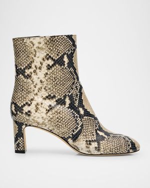 Babette Snake-Printed Leather Booties