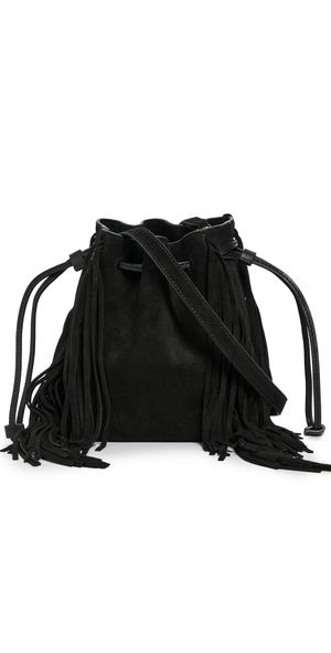 Madewell The Drawstring Crossbody Bucket Bag in Suede True Black One Size