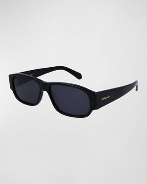 Men's Classic Logo Acetate Rectangle Sunglasses