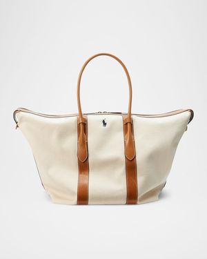 XL Canvas and Leather Tote Bag