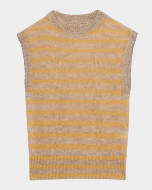Mohair Striped Sleeveless Sweater