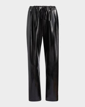 Trenton Straight Drawstring Leather Pants
