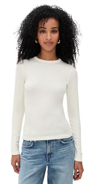 Madewell Drapey Rib Long-Sleeve Tee Winter White M