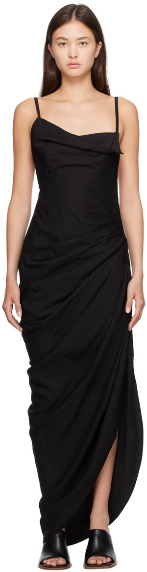 JACQUEMUS Black Le Papier 'La Robe Saudade' Maxi Dress