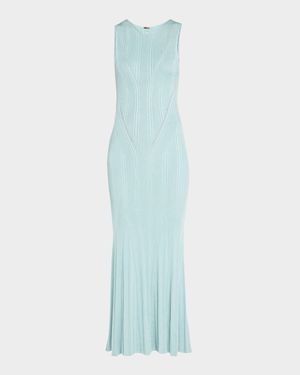 Silk Engineered Rib Sleeveless Maxi Dress