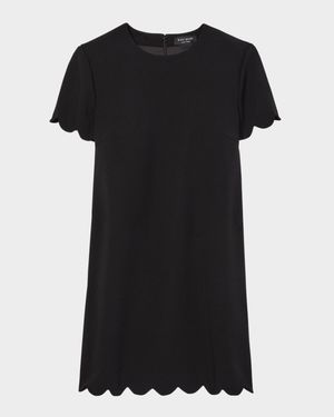 scalloped mini shift dress