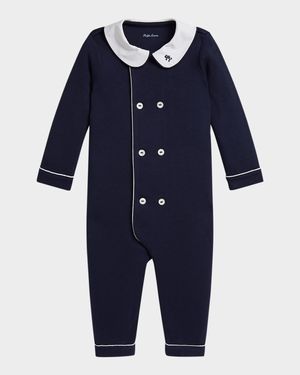 Boy's Interlock Cotton Knit Coverall, Size 3M-12M