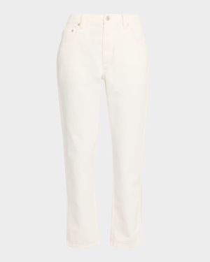 Mid-Rise Cotton Bull Straight-Leg Ankle Jeans