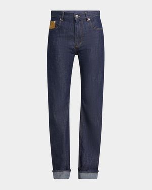Intrecciato Suede Pocket Straight-Leg Denim Trousers