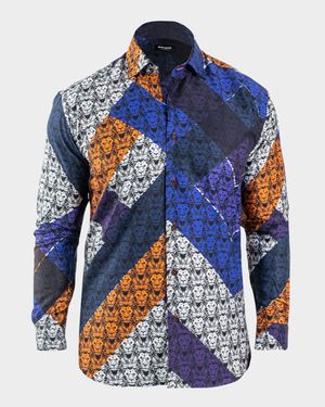 Men's Fibonacci Afro Lion Sport Shirt