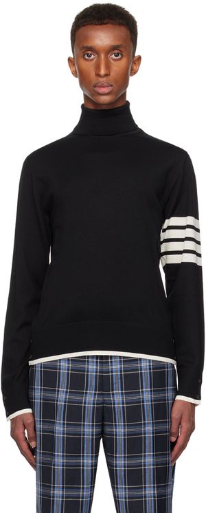 Thom Browne Black 4-Bar Turtleneck