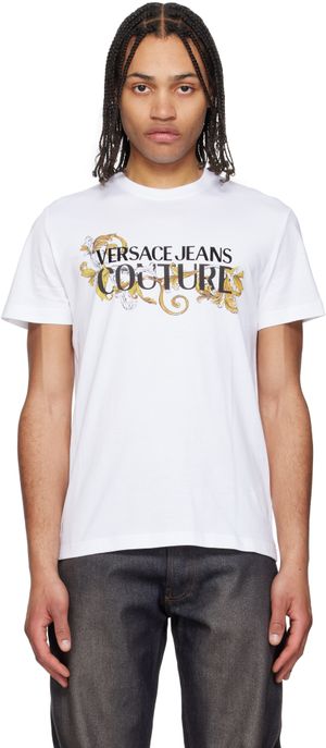 Versace Jeans Couture White Logo Baroque T-shirt