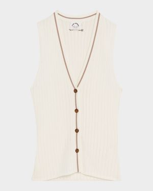 Rosella V-Neck Pointelle Knit Vest