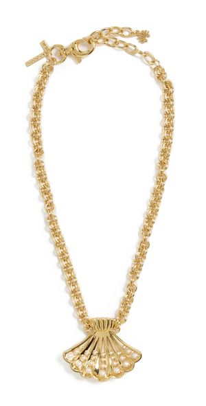 Lele Sadoughi Fan Shell Collar Necklace Gold One Size