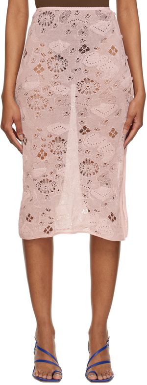 Olēnich Pink Cutout Midi Skirt