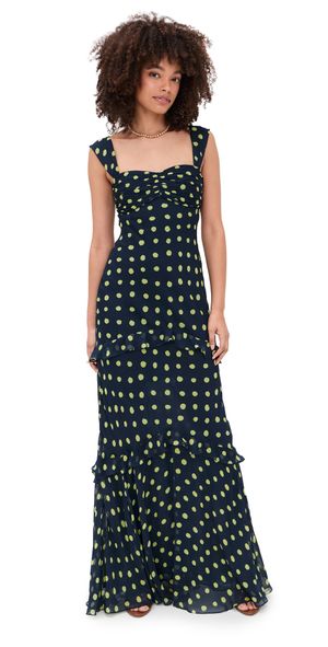 SALONI Selma Long Dress Polka Lemon 6