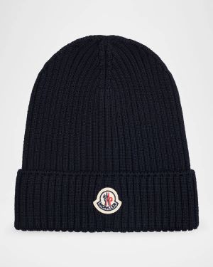 Boy's Logo Ribbed Wool Beanie