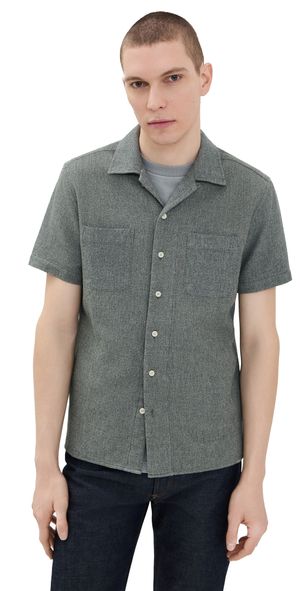 Taylor Stitch Conrad Waffle Knit Shirt Deep Sea Twist 44