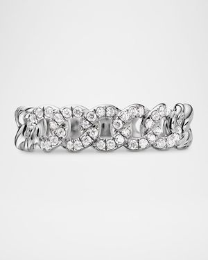 Belmont Curb Link Band Ring with Diamonds in Silver, 5mm