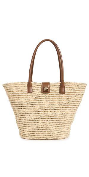 ANINE BING Lou Tote Monogram Natural With Cognac One Size
