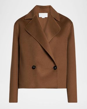 Double-Breasted Short Wool Peacoat