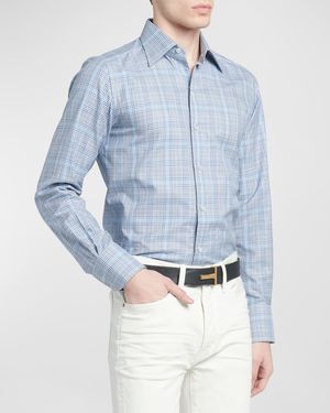 Men's Cotton Plaid Slim-Fit Sport Shirt