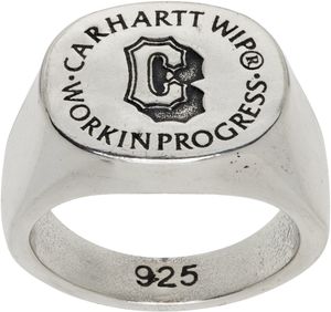 Carhartt Work In Progress Silver Varsity Signet Ring