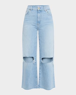 Sasha Distressed Ankle Jeans with Raw Hem