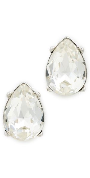 Kenneth Jay Lane Silver Crystal Teardrop Pierced Earrings Crystal One Size