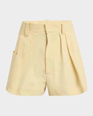 Pleated Mini Canvas Shorts